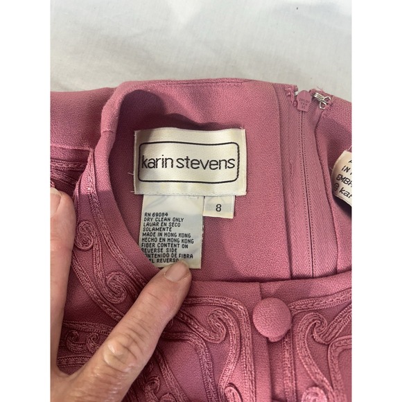 Karin Stevens Woman's 8 SS Mauve Lined Attached Jacket Wedding guest Dress - Picture 10 of 13